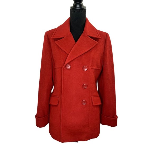 Moda International Jackets & Blazers - Moda International Women's Red Casual Wool Coat